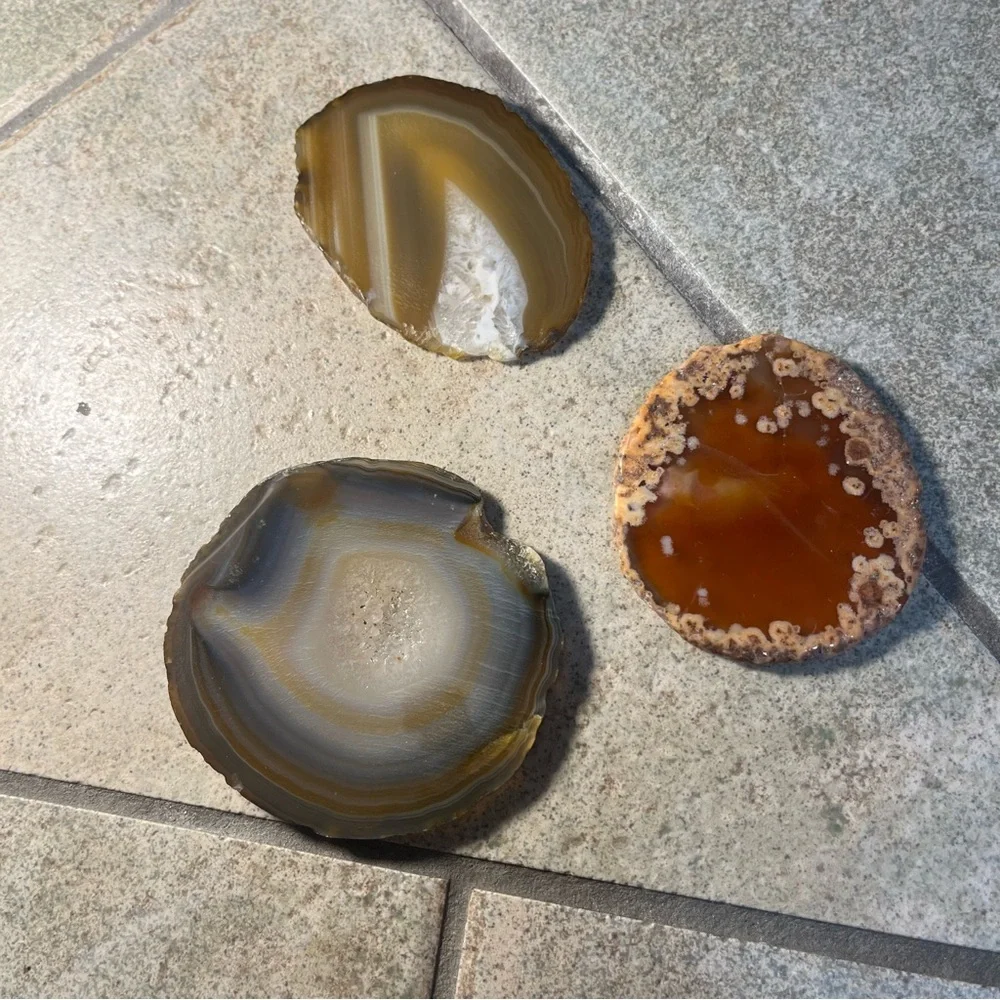 Polished Agate Stone Coaster - Brown and Gray